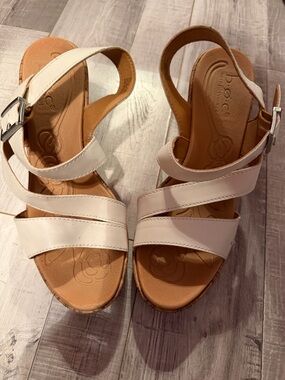 boc White Strappy Wedge Sandals